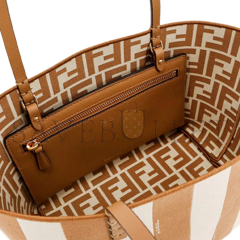 FENDI SMALL ROLL STRIPED TOTE BAG 8BH424AS86 (22*18*14cm)